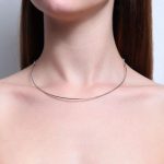 Choker 1/2 Aro Slim Semijoia com Corrente e Fecho no Ródio