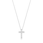 Colar Semijoia com Pingente de Zircônias em Forma de Cruz na Prata 925 com Banho de Ródio – 11mm e 40cm
