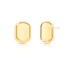 Brinco Semijoia Oval Facetado banho ouro 18k