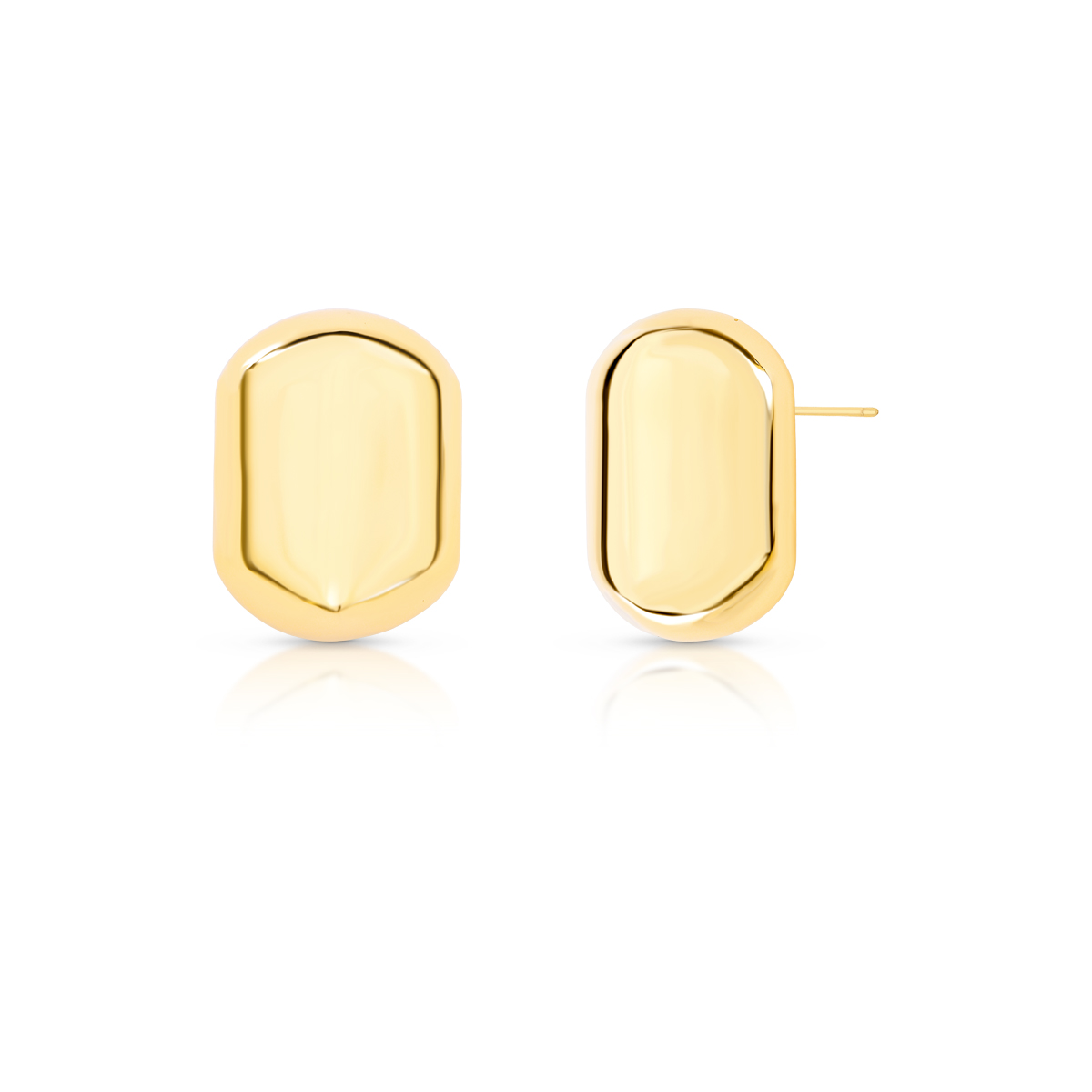 15310673307-023986506000.jpg Brinco Semijoia Oval Facetado banho ouro 18k - Imagem 1