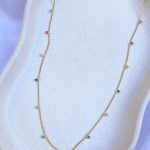 Colar Semijoia Pedrinhas Coloridas Ouro 18K