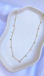 Colar Semijoia Pedrinhas Coloridas Ouro 18K