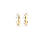 Brinco Semijoia Ear Hook Liso Trabalhado Trançado Banho Ouro 18K