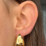 Brinco Semijoia Argola Abaulada Banho Ouro 18K
