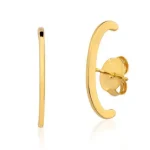 Brinco Semijoia Ear Hook Liso Banho Ouro 18K