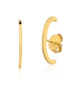 Brinco Semijoia Ear Hook Liso Banho Ouro 18K