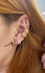 Brinco Semijoia Ear Hook Liso Banho Ouro 18K - Imagem 3