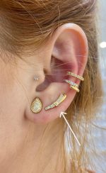 Brinco Semijoia Duas Linhas Cravejado Banho Ouro 18K