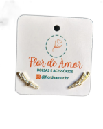 Brinco Semijoia Duas Linhas Cravejado Banho Ouro 18K - Imagem 2
