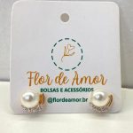 Brinco Semijoia Pérola com Cravejado banho ouro 18k