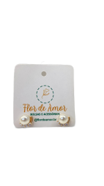 Brinco Semijoia Pérola com Cravejado banho ouro 18k - Imagem 3
