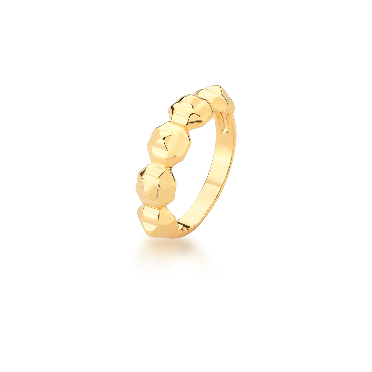15230654249-011629606000.jpg Anel Semijoia Básico Liso Trabalhado Facetado Frente Banhado a Ouro 18k - Tamanho 14 - Imagem 1