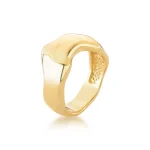 Anel Semijoia Metal Texturizado Ouro 18K