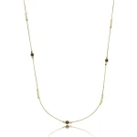 COLAR LONGO ESFERINHA PEDRA+ MINI CANUTILHOS OURO AMARELO /MARROM