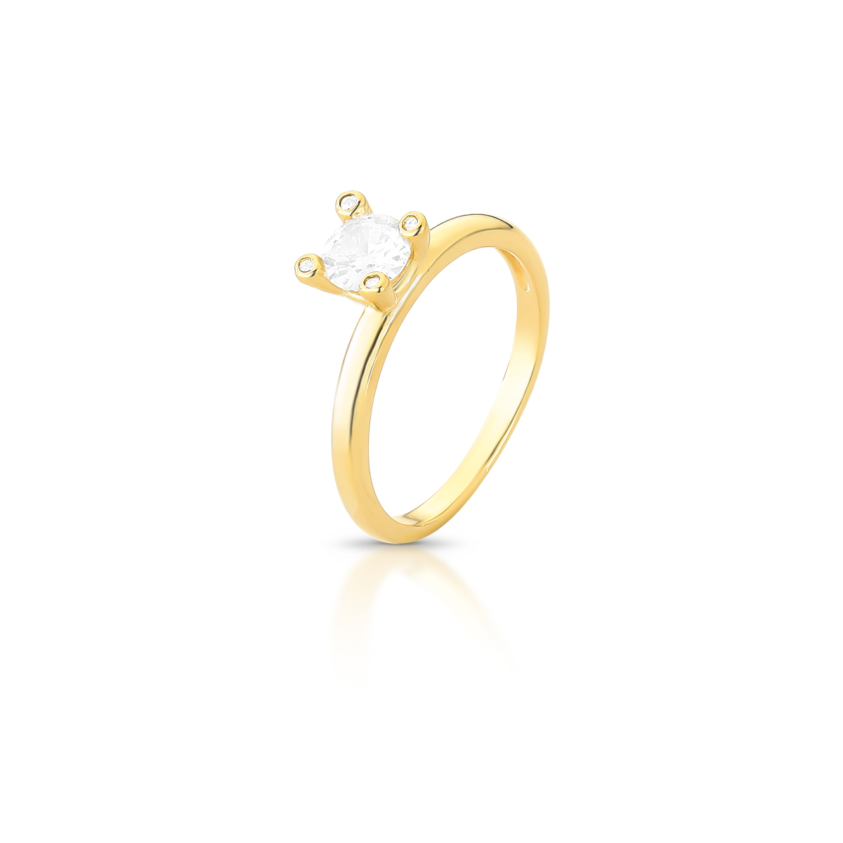 15364515591-011807606015.jpg Anel Solitário Semijoia com Pedra e Zircônia 5mm Banhado a Ouro – Tamanho 22 - Imagem 1